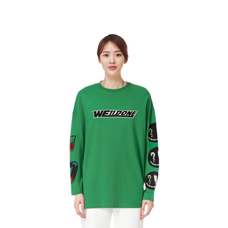 We11done Ss22 Logo Geometric Crew Neck Long Sleeve Sweatshirt Unisex sweatshirt Green WD-TT1-22-629-U-GR