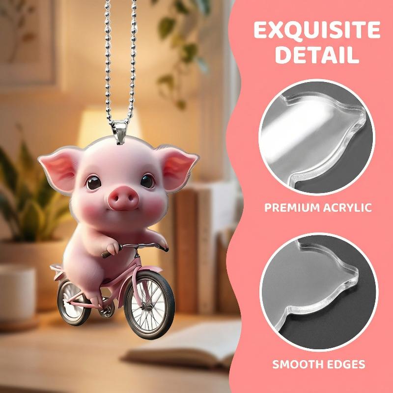 Pig Car Interior Acrylic Pendant Lovely Auto Keychain Hanging Ornament Universal Fit Car Decoration Accessories For Key Bag