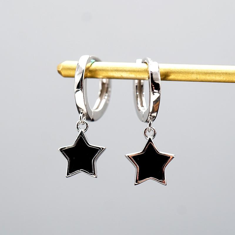 

925 Sterling Silver Fashion Star Hoop Earrings for Women Fashion Jewelry Light Luxury Accessories