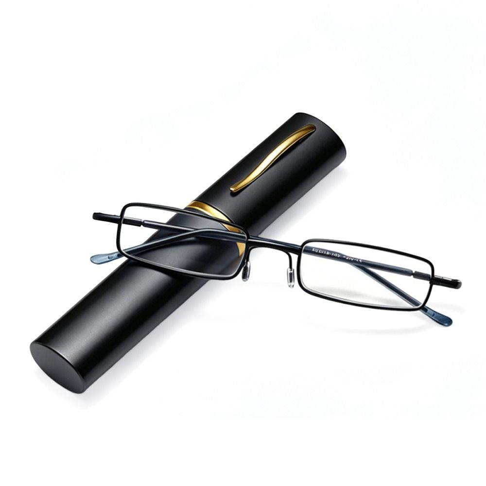with Pen Clip Tube Case Small Tube Reader Glasses Metal Frame Hyperopia Glasses Men Women