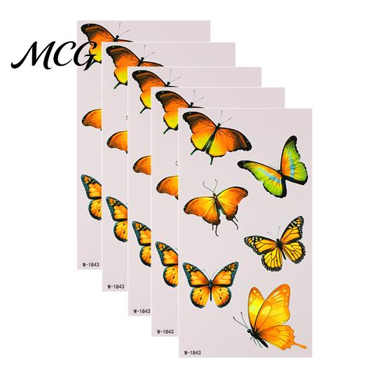 Easy Apply Tattoo Stickers 5 Sheets Butterfly Stickers, Waterproof Temporary Flower Tattoos, Colorful Safe Skin Tattoos Face Body for Parties