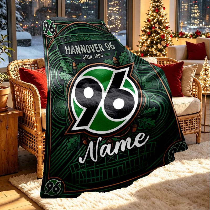 Custom Name Personalized Hannover 96 Football Print Blanket, Home Decor, Bedroom, Sofa, Camping, Couch, Gifts for Birthday Christmas