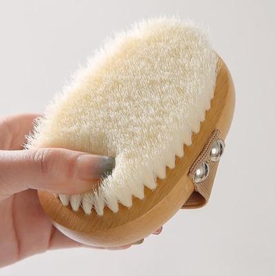 Kayın Ağacı Saplı Banyo Fırçası Yumuşak Naylon Kıllar Nazik Peeling Askılı Tasarım