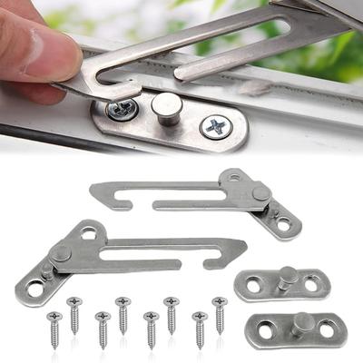 2 Pcs Window Restrictors Locks, Stainless Steel Child Security Restrictor Hook with Screws, Left Right Handed Easy Install Silver Safety Catch