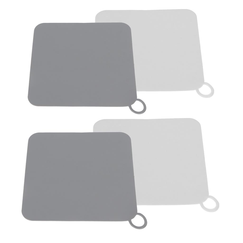 4pcs Flat Suction Cover Silicone Odor Resistant Strong Suction Multifunctional Drain Plug Cover White Gray