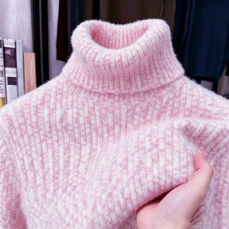 Maglione da Uomo a Collo Alto Misto Lana Fodera in Pile Lavorato a Maglia Pullover Caldo Invernale 2026 Nuovo