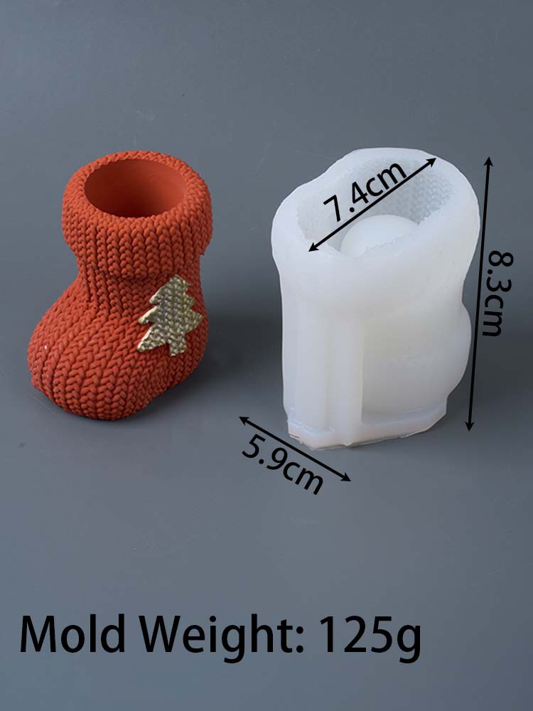 

Knitted Stocking Candle Jar Silicone Mold DIY Christmas Tree Stocking Ornament Making Plaster Resin Flowerpot Molds Craft Gifts
