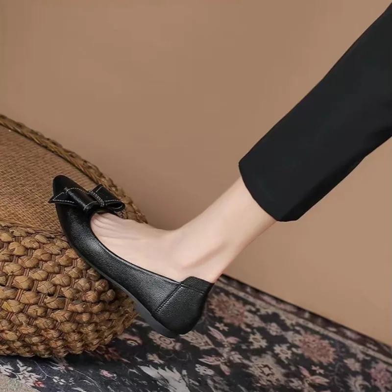 Fashion Ladies Footwear Black Pointed Toe Office With Heel 2025 Summer Young Discount High Quality Fashion Trend Shoe Women's Flat Shoes