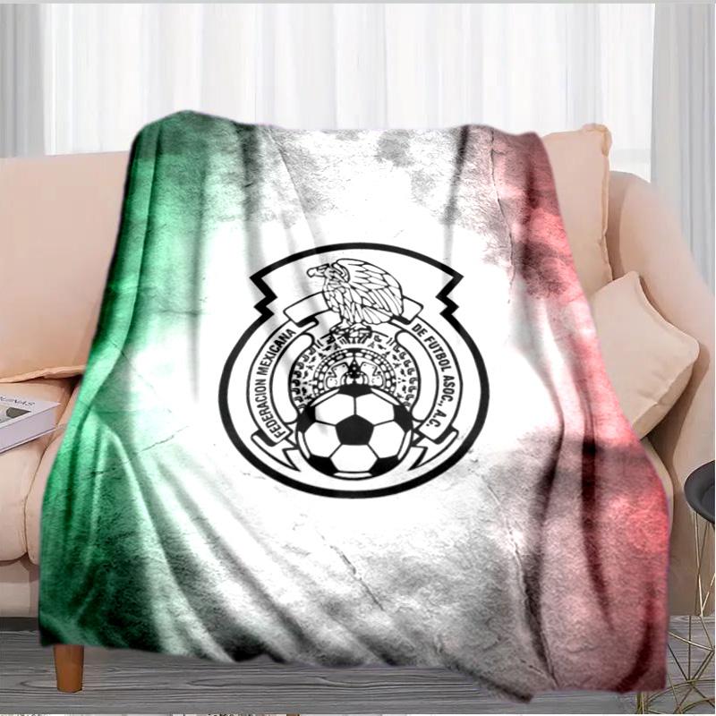Mexico Football Team Emblem Printed Throws Blanket Soft Flannel Blankets for Couch Bed Gifts for Men Women Picnic Blanket Christmas Gifts