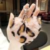 Leopard love plush fur ball keychain car key chain pendant student bags New gifts Heart KeyRing K2403