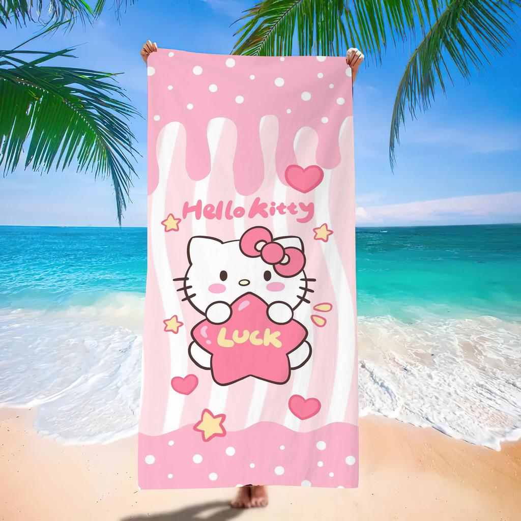 Pompom Purin Printed Beach Towel Quick Dry Microfiber Absorbent Bath Towel For Kids Adults Summer Swimming Pool Travel
