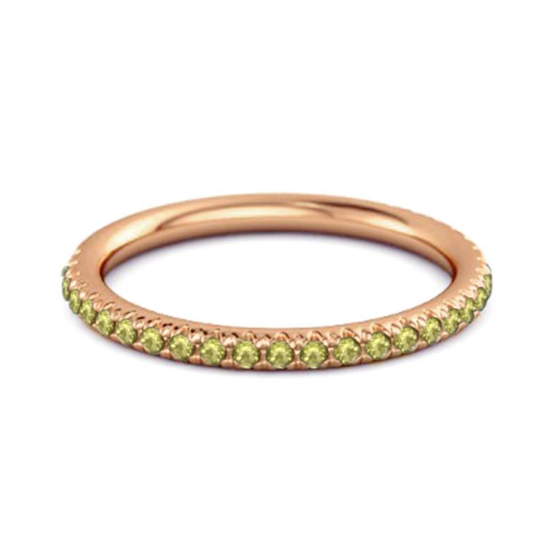 Peridot Round Eternity Ring - 925 Sterling Silver Rose Gold Vermeil