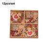 12 Pieces Christmas Pendant Wood Hanging Xmas Tree Fireplace Wall Window Shelf Decoration Party Ornament for Children
