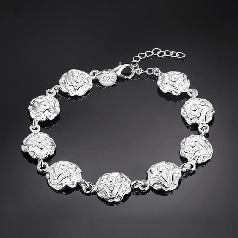 Rosenblüten 925 Sterling Silber Armband Hohe Qualität Romantik Kette Für Frau Mode Verlobungsparty Hochzeit SchmuckGutes Produkt