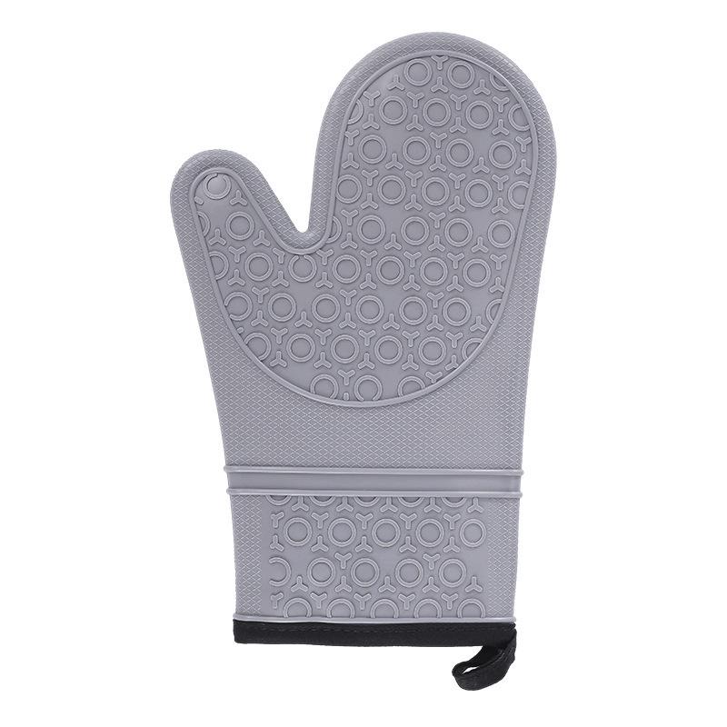 Auf Lager Doppellagiger Silikon-Küchen-Backofenhandschuh mit Baumwollkante