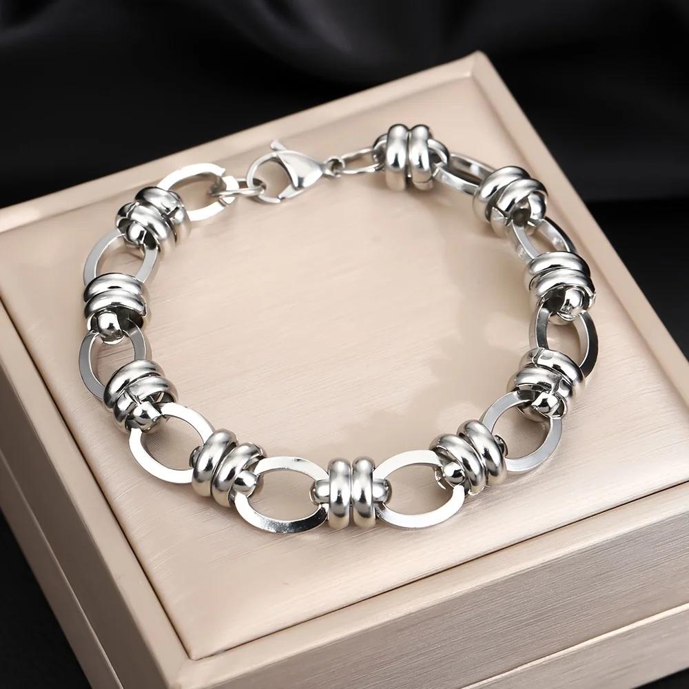 1-Piece Stainless Steel Link Bracelet | Modern Geometric Chain Unisex Accessory
