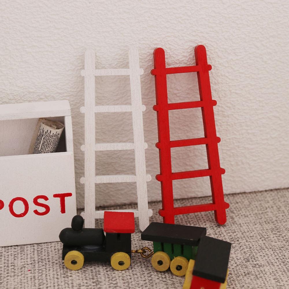 Miniature Model Wooden Ladder Dollhouse Creative Figurine Stairs Toys  home Decoration