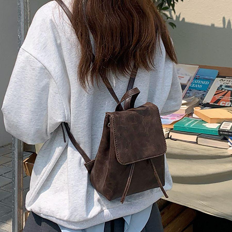 Small Retro Brown Backpack Women's Spring and Summer Simple Literary All-in-one Shoulder Bag