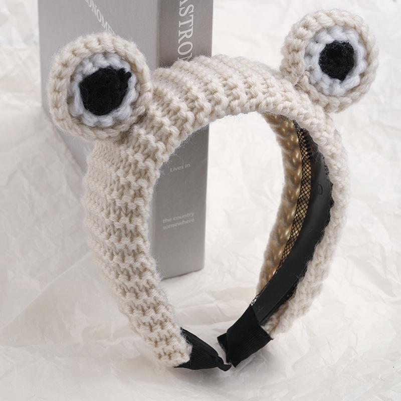 

Вязаная повязка на голову с глазастой лягушкой: Женская мультяшная мода, Нескользящая заколка для волос на осень/зиму