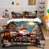 Christmas Santa Snowman Decor Bedding Duvet Cover Set Duvet Cover Pillowcases  (1*Duvet Cover 2*Pillowcases, Without Duvet Insert)