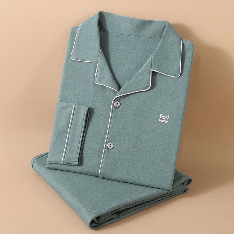 Cat Man 2025 Men's All-Cotton Long Sleeve Homewear Set for Teens