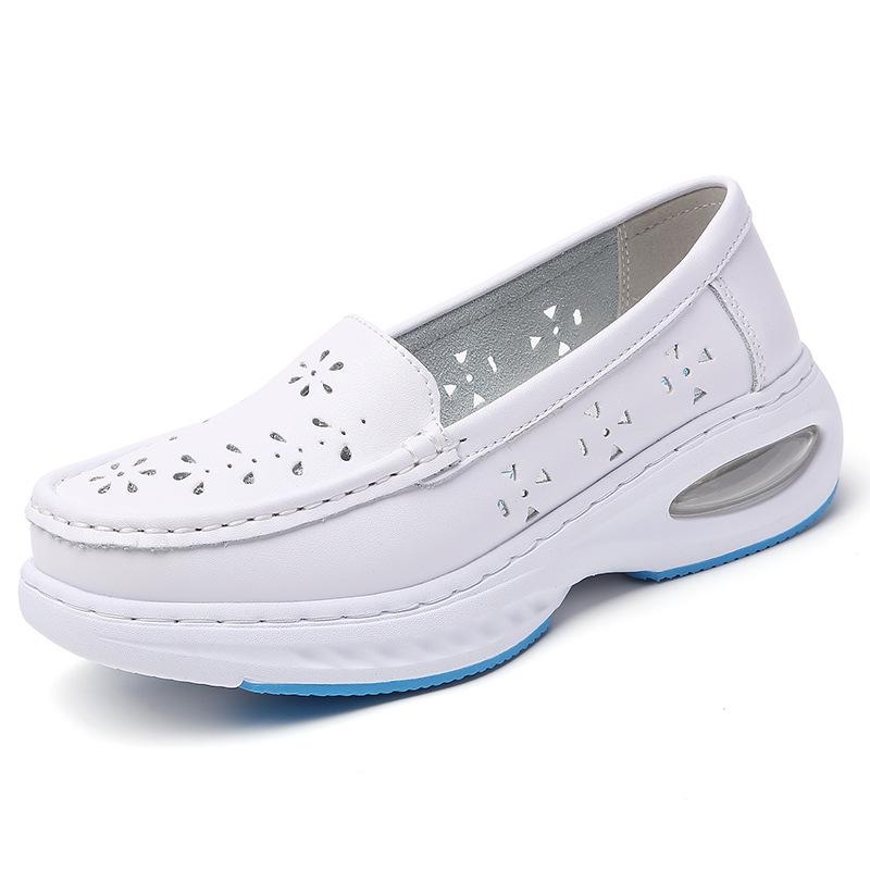 Scarpe da infermiera donna estate pelle suola spessa suola morbida traspiranti lavoro scarpe mediche in stock