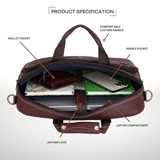 WildHorn Leather Laptop Messenger Bag for Mens
