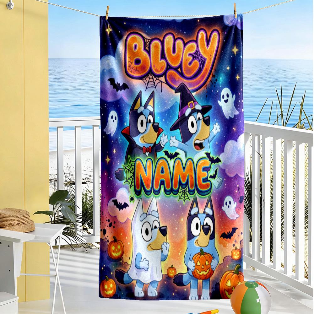 Halloween Night Adventure Customized Name Beach Towel Super Soft Microfiber Quickdry Fabric