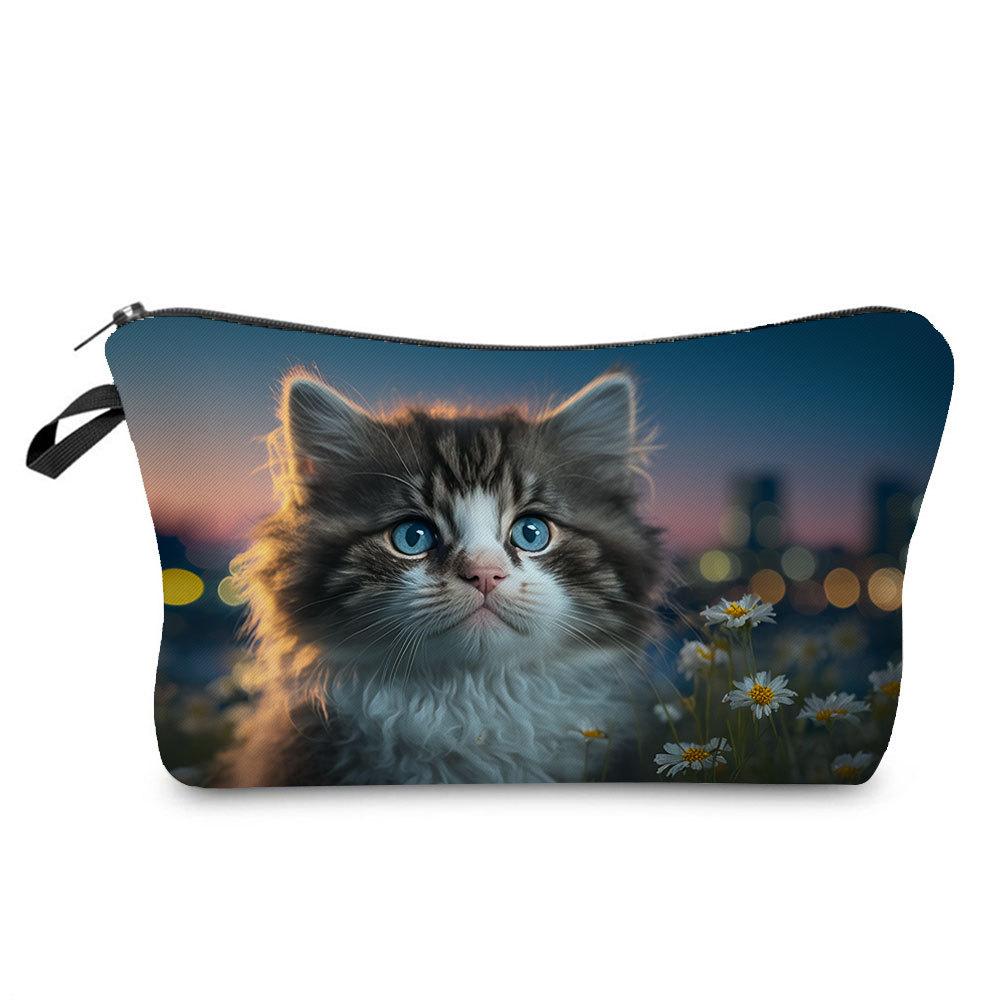 Women Cat Print Cosmetic Bag Toiletries Organize Travel Storage Case 6772