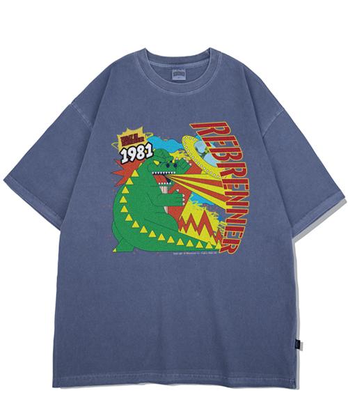 REBRENNER Dtg Monster Pigment Oversized Short Sleeve T-Shirt Navy