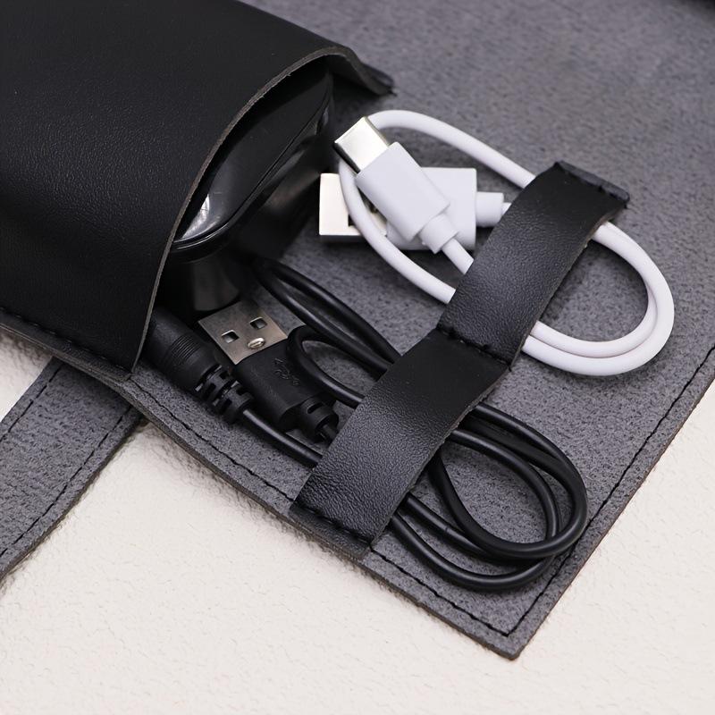 1Pc Pu Leather Multi-Compartment Organizer-Portable Tech School Accessories Case For Cables,Chargers,Pens-Durable Travel Storage