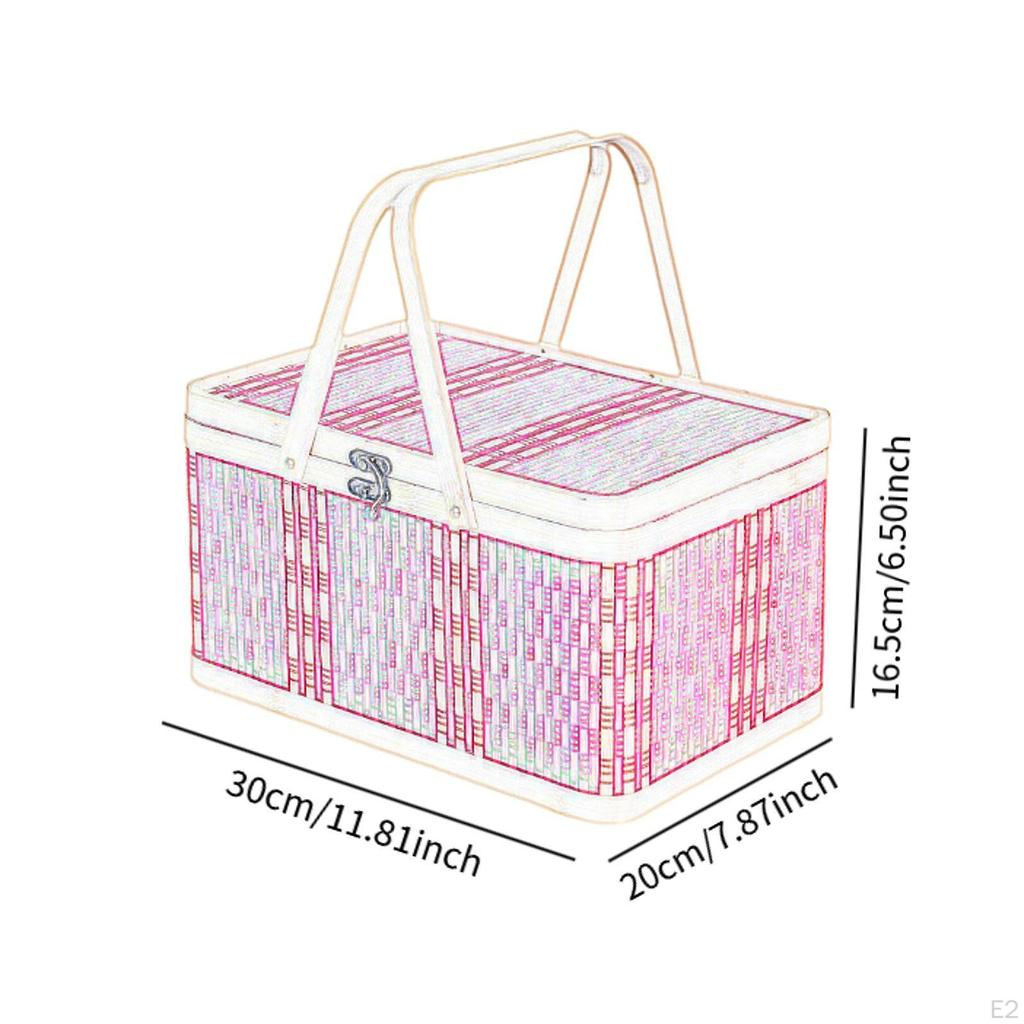 Picnic Basket Fruit Carrying Holder Easy to Use Portable Convenient Woven Container for Bread