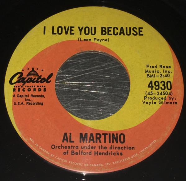 

7inch Record AL MARTINO - I Love You Because 4930 CAPITOL 1963 Canada Pop Used