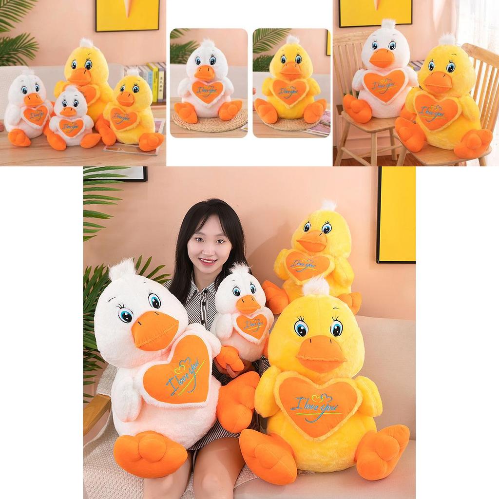 Adorable Cartoon Heart-shaped Duck Plush Pillow Cute Yellow And White Stuffed Toy