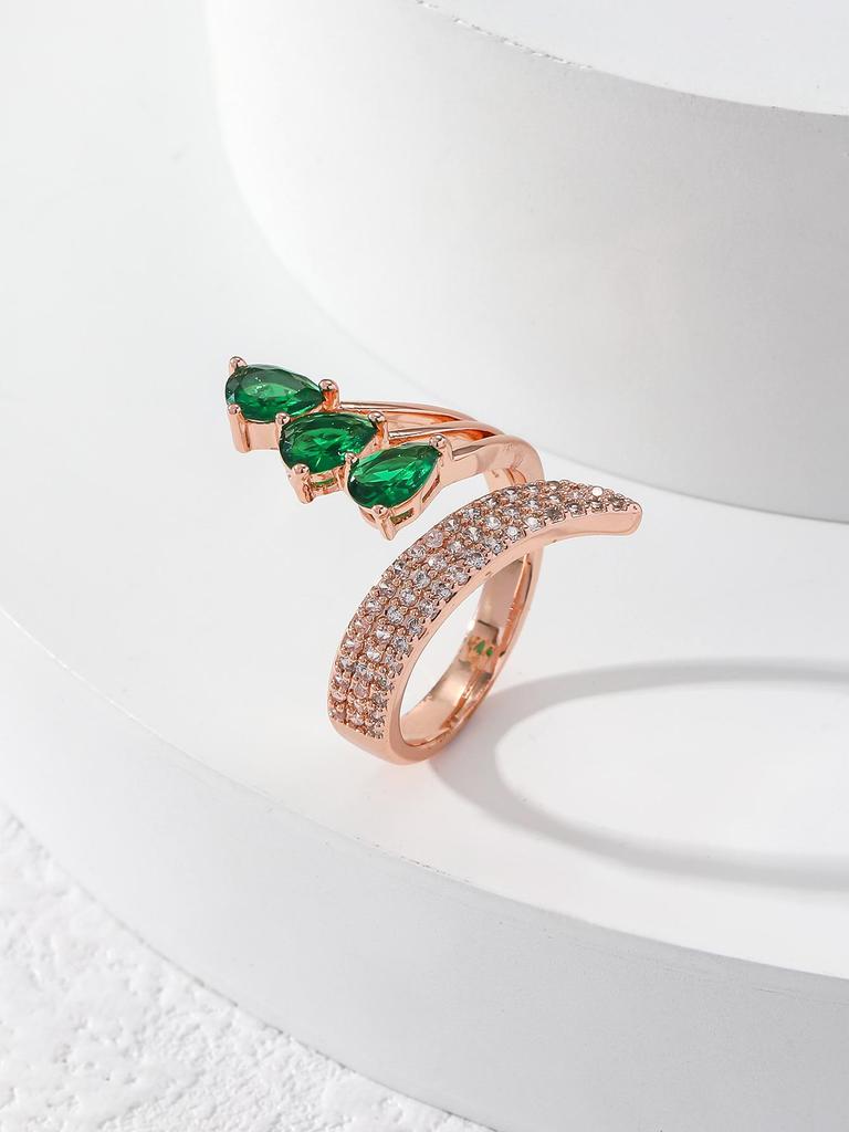 Fashionable Light Luxury Zircon Teardrop Ring: Women's Versatile Marquise Cut Open Finger Design