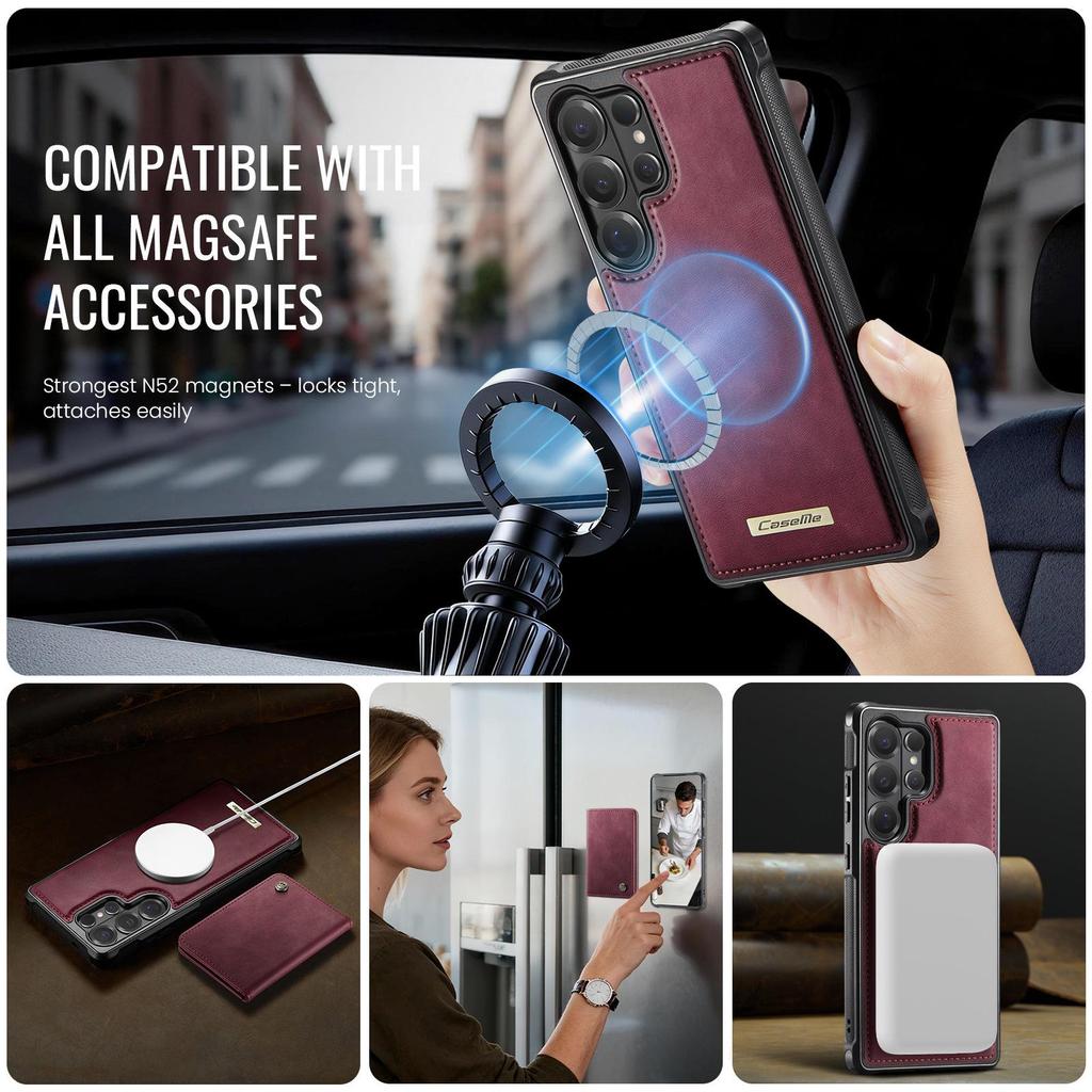 Samsung S26 Ultra Phone Case with Card Holder & Wireless Charging Stand