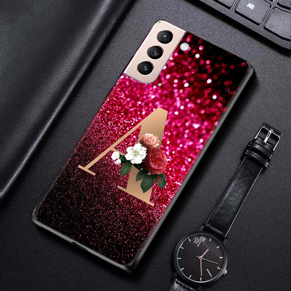 Red Retro Letter A -Z Phone Shell For Samsung Galaxy S21 S20 S10 S9 S8 Plus Ultra 5g S10lite S10e S7edge S20 S21 Fe Cover Case
