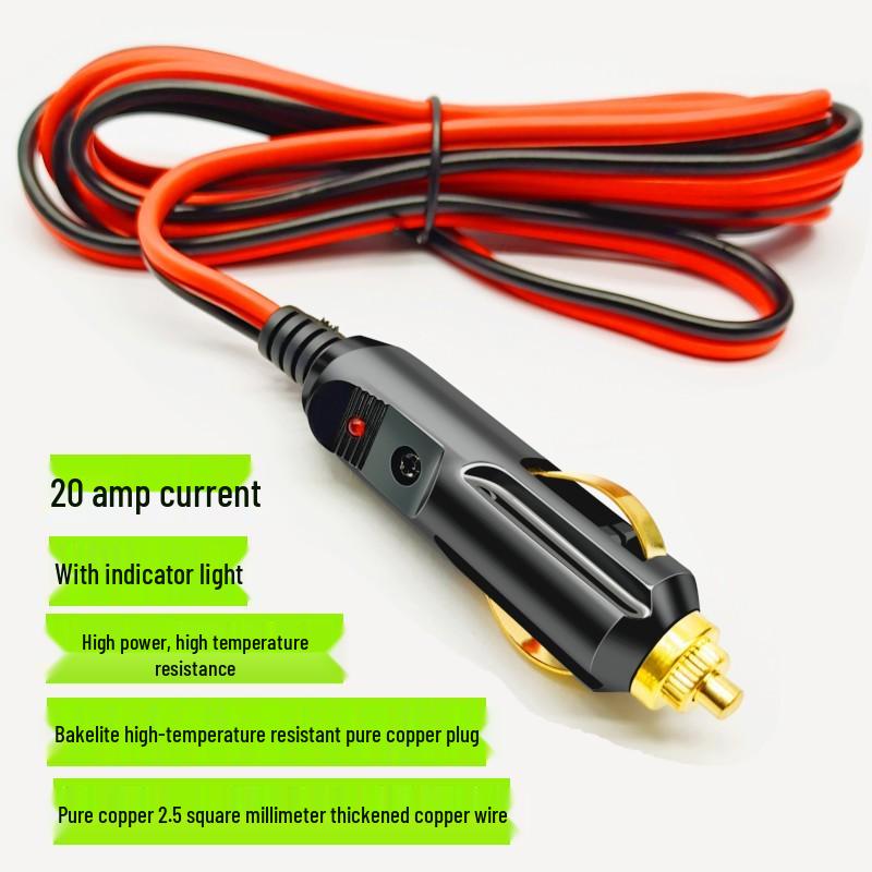 Universeller 12V/24V Hochleistungs-Kfz-Zigarettenanzünderstecker aus reinem Kupfer mit Hochtemperaturbeständigkeit und Ladeverlängerungskabel für Luftpumpe