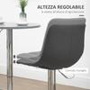 Set of 2 Swivel Bar Stools in Faux Leather with Backrest and Footrest, 42x45x89-110cm, Grey