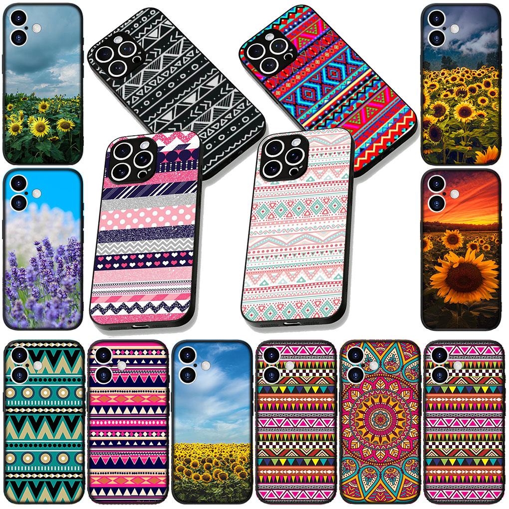 Cover for Apple iPhone 17 16 14 15 Pro Max Plus 15+ 16E XR ProMax Air 16+ Coque Phone Case Sunflower Aztec Tribal Tribe Colorful