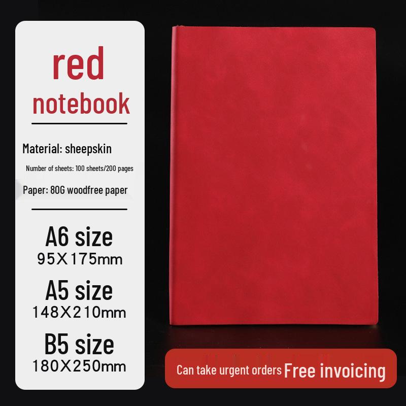 A5 Soft Sheepskin Notebook with Pen Loop & Logo Customization - Thick Journal for Business Meetings