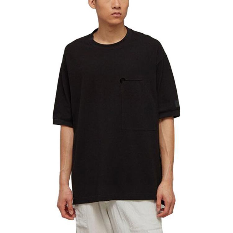 Y-3 T-shirt Uni à Poche Col Rond Manches Courtes Hauts Unisexe Noir H63083