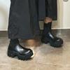 Mode 2025 Ganzjahres-Chelsea-Boots mit Blockabsatz Damen Plateau Panzersohle Gothic Retro Kampfstiefel Trendige Schnür-Motorradstiefel