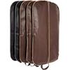 Brown Leather Suit Cover Zipper Closure Garment Protector Travel Coat Case Storage Pouch