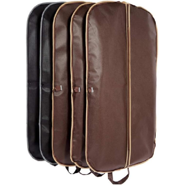 Brown Leather Suit Cover Zipper Closure Garment Protector Travel Coat Case Storage Pouch