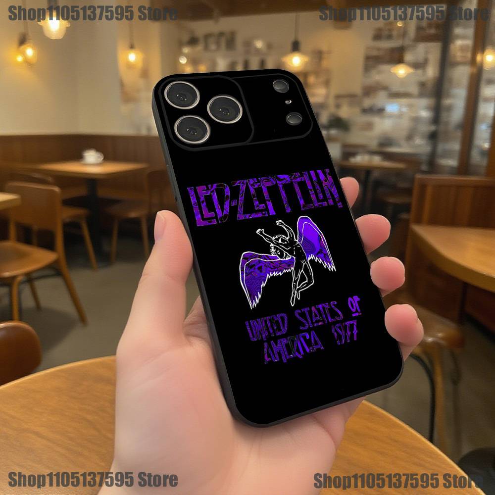 Heißes L-Led Z-Zeppelins Band Handyhülle Für iPhone 17,16,15,14,13,12,11,Pro,XS,Max,XR,Plus,E,SE4,Mini Schwarze Weiche Hülle