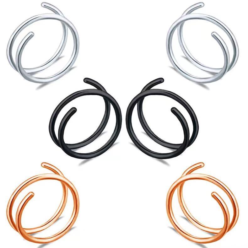 Stainless Steel Spiral Nose Stud Ring with Vacuum Electroplating