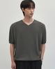 WORK ON BODY OFF Cool Bamboo Semi-Overfit V-Neck Short Sleeve Knit [Olive Green]