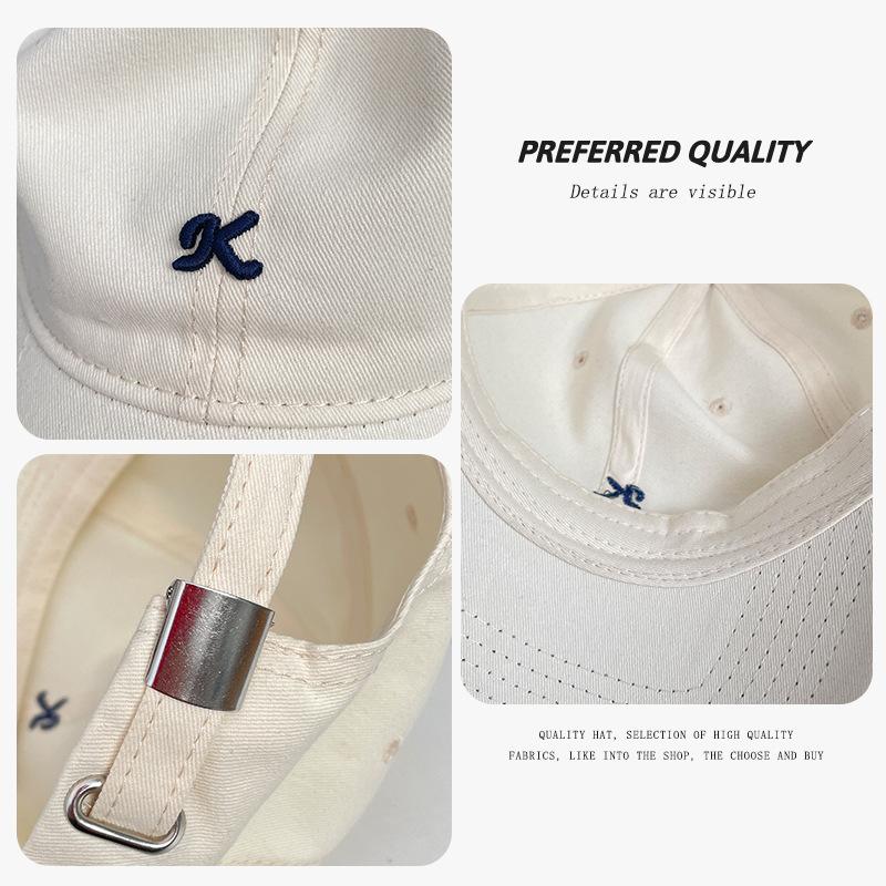 K letter soft top baseball cap children big head circumference wide brim four seasons versatile face small sunshade cap men