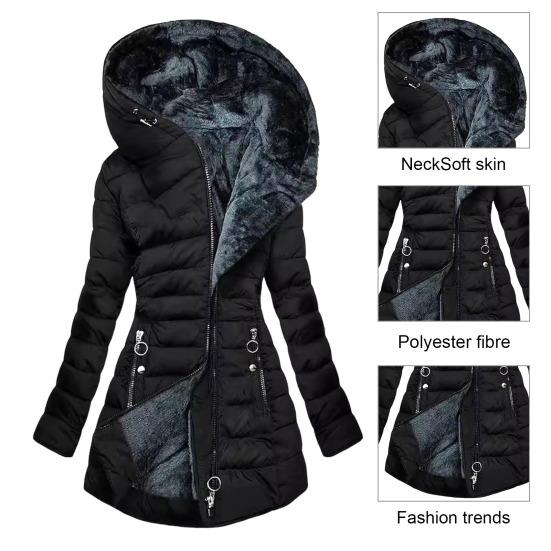 Women Winter Jacket Padded Plus Size with Plush Lining Padded Zipper Closure